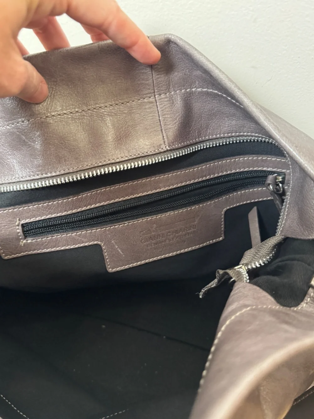 Gianni Chiarini genuine Italian leather gray hobo bag.